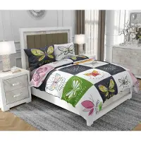 SOVIO Bettwäsche 160x200 cm + 2x70x80 cm, 3-teilig, 100% Baumwolle, Satin, Reißverschluss, Blätter, Bunt - | So.0026