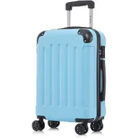 YONSLY Premium Reisekoffer TSA-Schloss,YKK-Reißverschluss Hartschalen-Koffer Trolley Kabinenkoffer Rollkoffer Suitcase Handgepäck (Hellblau, L)