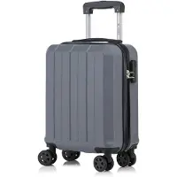 YONSLY Koffer Trolley Reisekoffer Suitcase, Rollkoffer Handgepäck ,mit 4 Rollen360°, Hartschalenreisekoffer, Zahlenschloss, Weicher Gummigriff(S,Grau)