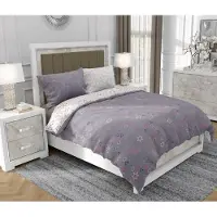 SOVIO Bettwäsche 140x200 cm + 2x70x80 cm, 3-teilig, 100% Baumwolle, Satin, Reißverschluss, Violett - | So.9011