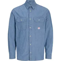 Jack & Jones Langarmhemd "JPRBLUHARRY CHAMBRAY L/S SHIRT", Herren, Gr. L, N-Gr, medium blau denim, Web, Obermaterial: 100% Baumwolle, unifarben, regular fit, Hemden Langarmhemd