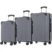 YONSLY Premium Reisekoffer TSA-Schloss,YKK-Reißverschluss Hartschalen-Koffer Kabinenkoffer Rollkoffer Suitcase Handgepäck (Grau, M-L-XL-Set)