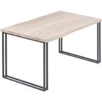 LAMO Manufaktur Esstisch Küchentisch Schreibtisch Couchtisch aus Massivholz, mit Baumkante 120x60x76 cm (AxBxH), Frame, Roh / Anthrazit, LCB-01-A-001-7016Fr