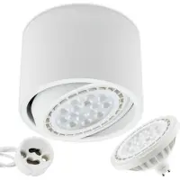 LUMILED Aufbauspot LED Aufbauleuchte Deckenspot Deckenlampe Spot rund weiß + LED-Leuchtmittel ES111 GU10 15W Neutralweiß 4000K 230V 38°