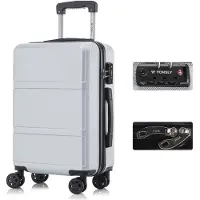 YONSLY Premium Reisekoffer TSA-Schloss,YKK-Reißverschluss Hartschalen-Koffer Trolley Kabinenkoffer Rollkoffer Suitcase Handgepäck 4 Rollen (Silber, XL)
