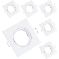LUMILED 6x Einbaustrahler schwenkbar flach Spots für LED oder Halogen Einbauleuchten Einbaurahmen eckig stahl Einbauspots Downlight Weiß