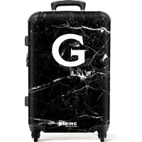 NoBoringSuitcases.com Großer Koffer - Marmordruck - Schwarz - Buchstabe G - Kombinationsschloss TSA - Hartschalen Trolley 4 Rollen - 72 liter - Reisekoffer - 66 cmKoffer Mittelgroß 67x43x25 cm, 72L,