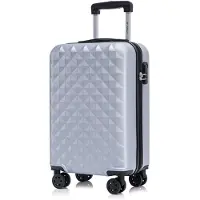 YONSLY Koffer Trolley Reisekoffer Suitcase, Rollkoffer Handgepäck ,mit 4 Rollen360°, Hartschalenreisekoffer, Zahlenschloss, Weicher Gummigriff (M,Silber)