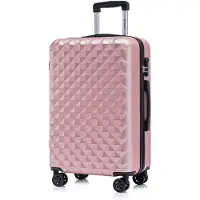 YONSLY Koffer Trolley Reisekoffer Suitcase, Rollkoffer Handgepäck ,mit 4 Rollen360°, Hartschalenreisekoffer, Zahlenschloss, Weicher Gummigriff (L,Roségold)
