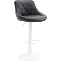 BellaFurn Stilvoller Barstuhl – Hocker – Kunstlederpolsterung, 360° drehbar, höhenverstellbar | Farbe: Schwarz | Grundfarbe: weiß