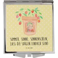 Mr. & Mrs. Panda Schminkspiegel Sommerfreude - Gelb Pastell - Geschenk, Mini Spiegel, Handspiegel, Sommergefühle, Handgefertigte Produkte, Sommerferien Abschiedsgeschenk