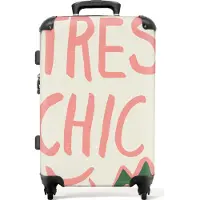 NoBoringSuitcases.com Großer Koffer - Tres Chic - Zitat - Lippen - Grün - Kombinationsschloss TSA - Hartschalen Trolley 4 Rollen - 72 liter - Reisekoffer - 66 cmKoffer Mittelgroß 67x43x25 cm, 72L,