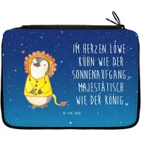 Mr. & Mrs. Panda Bleistiftetui Löwe Astrologie - Sternenhimmel Blau - Geschenk, Federmappe, Sternzeichen, Tierkreiszeichen, Stifteetui, Federtasche, Geburtstagsgeschenk