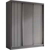 AGMAT-FURNITURE AGMAT Schwebetürenschrank Nevada, Kleiderschrank mit 3 Türen und 2 Schubladen, Moderne Garderobe in Farbe: Graphit, Schrank in Größe: 180 x 216 x 61 cm