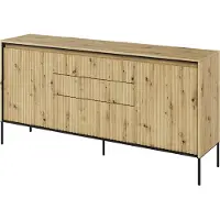 Furniture24 Kommode Trend TR-01 Sideboard 166x83x40 cm Gefräste Front 3 Schubladen 2 Türen Artisan Eiche