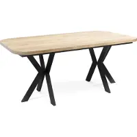 WFL GROUP Ausziehbarer Esstisch im Modern-Stil - Rechteckiger Tisch mit Schwarzen Metallbeinen - Industrietisch mit Abgerundeten Ecken - Spacesaver - 200 x 100 cm - Craft Eiche