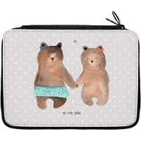 Mr. & Mrs. Panda Federmäppchen Bär Freundin - Grau Pastell - Geschenk, Etui für Stifte, Schulmäppchen, Federmappe, Bleistiftetui, Mäppchen, Teddy