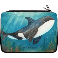 Mr. & Mrs. Panda Etui Orca Design - Weiß - Geschenk, Meer, Neustart, Federtasche, Schulmäppchen, Wal, Orcas, Schreibmappe, Arbeit, Mäppchen, Federmäppchen