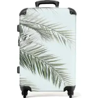 NoBoringSuitcases.com Großer Koffer - Pflanze - Grün - Natur - Blau - Kombinationsschloss TSA - Hartschalen Trolley 4 Rollen - 72 liter - Reisekoffer - 66 cmKoffer Mittelgroß 67x43x25 cm, 72L,