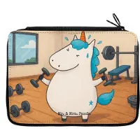 Mr. & Mrs. Panda Schlampermäppchen Einhorn Fitness Design - Weiß - Geschenk, Etui, Sport, Federmappe, Federtasche, Geräte, Unicorn, Bleistiftetui, Federmäppchen, Gym