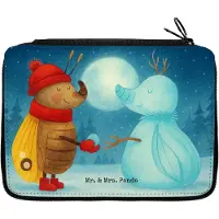 Mr. & Mrs. Panda Mäppchen Nachtfalter Schneemann Design - Weiß - Geschenk, Etui, Federmappe, Schnee, Weihnachten, Weihnachtsgruß, Winter, Federmäppchen, Bleistiftetui
