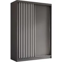AGMAT-FURNITURE AGMAT Schwebetürenschrank Nevada, Kleiderschrank mit 2 Türen, Moderne Garderobe in Farbe: Graphit, Schrank in Größe: 150 x 216 x 61 cm