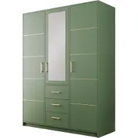 AGMAT-FURNITURE Drehtürenschrank Nancy II D3, 3 Türen Kleiderschrank mit Spiegel, Moderne Garderobe, Schrank Größe: 147 x 200 x 58 cm