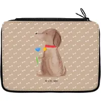 Mr. & Mrs. Panda Etui Hund Blume - Hundeglück - Geschenk, Federmappe, Hunde, Sprüche, Federmäppchen, Süß, Halsband, für Stifte, Stifteetui, Bleistiftetui