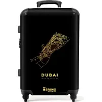 NoBoringSuitcases.com Großer Koffer - Dubai - Gold - Karte - Stadtplan - Kombinationsschloss TSA - Hartschalen Trolley 4 Rollen - 72 liter - Reisekoffer - 66 cmKoffer Mittelgroß 67x43x25 cm, 72L,