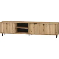 Furniture24 Fernsehschrank Anne Antv-1D Tv-Schrank Lowboard 3 Türiger (Evoke Eiche)