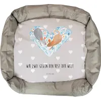 Mr. & Mrs. Panda Hundekissen Mäuse Herz - Grau Pastell - Geschenk, Muttertag, Dankeschön, Welpen, Maus, für Immer, Geburtstag, Frauchen, Liebe, Lieblingsmensch, Hochzeit