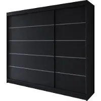 EasyFurniture Easy4You R7 250 cm Schwarz Schiebetüren Kleiderschrank 250x215x58 cm Schlafzimmermöbel, Aufbewahrung - Mehrzweckschrank - Farbe: Schwarz