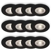 Briloner KULANA 3x4er Set LED Einbauleuchten, Spritzwasserschutz, Schwarz-Matt, Ø9 x 2,5 cm