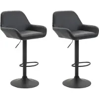 BellaFurn 2er-Set Barhocker - Kunstledersitze - 360° drehbarer Komfort | Farbe: Schwarz | Grundfarbe: Schwarz