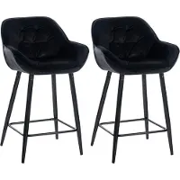 BellaFurn Samt Barhocker 2er Set – Barhocker – hoher Sitzkomfort und elegantes Design | Farbe: Schwarz