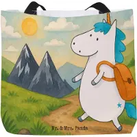 Mr. & Mrs. Panda Schultasche Einhorn Bergsteiger Design - Weiß - Geschenk, Reisetasche, Einhörner, Berge, Urlaub, Strandtasche, Tote Bag, Unicorn, Tragetasche, Tasche