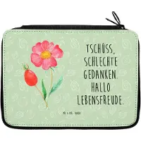 Mr. & Mrs. Panda Bleistiftetui Blume Hagebutte - Blattgrün - Geschenk, Federmäppchen, Lebensfreude, Federtasche, Federmappe, Garten, Schlechte Gedanken, Schlamper