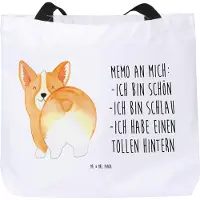 Mr. & Mrs. Panda Schultasche Corgi Po - Weiß - Geschenk, Corgie, Tote Bag, Einkaufstasche, Hund, Sprüche, Tasche, Strandtasche, Spruch, Positiv, Reisetasche