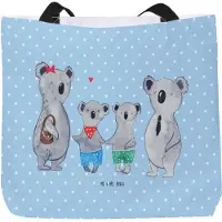 Mr. & Mrs. Panda Strandtasche Koala Familie zwei - Blau Pastell - Geschenk, Tote Bag, Einkaufstasche, Laptoptasche, Koalabär, Muttertag, Tasche, Schultasche