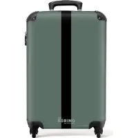 NoBoringSuitcases.com Hartschalen Handgepäck Koffer 55x35x20 cm, 36L, Einfarbig mit Streifen: Grün mit schwarzem Streifen, Reisekoffer mit 4 Rollen