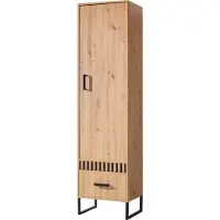 Furniture24 Regalschrank Lamelix 02 Schrank Halbschrank 50x196x40 mc Regal mit Tür Arisan Eiche Lammelen