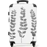 NoBoringSuitcases.com Großer Koffer - Pflanzen - Blätter - Natur - Weiß - Kombinationsschloss TSA - Hartschalen Trolley 4 Rollen - 72 liter - Reisekoffer - 66 cmKoffer Mittelgroß 67x43x25 cm, 72L,