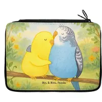 Mr. & Mrs. Panda Federpenal Wellensittich Liebe Design - Weiß - Geschenk, Mäppchen, Federmäppchen, Freundin, Etui, Federtasche, glücklich, Verknallt, Schlampermäppchen
