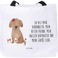 Mr. & Mrs. Panda Tote Bag Hund Dame - Weiß - Geschenk, Sprüche, Hunde, Liebe, Strandtasche, Laptoptasche, Flauschig, Reisetasche, Tasche, Schultasche, Lieb, Beutel