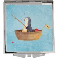 Mr. & Mrs. Panda Taschenspiegel Pinguin Angelboot - Eisblau - Geschenk, Schminkspiegel, Boot, Optimistisch, Kosmetikspiegel, Scheidung, Mini Spiegel, Pinguine, Kleiner