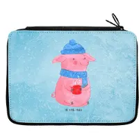 Mr. & Mrs. Panda Stifteetui Schweinchen Glühwein - Eisblau - Geschenk, Schüleretui, Mäppchen, Federtasche, Federmappe, Weihnachten, Weihnachtsmarkt, Betrunken, Spruch