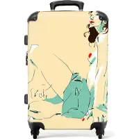 NoBoringSuitcases.com Großer Koffer - Frau - Kunst - Abstrakt - Gelb - Kombinationsschloss TSA - Hartschalen Trolley 4 Rollen - 72 liter - Reisekoffer - 66 cmKoffer Mittelgroß 67x43x25 cm, 72L,