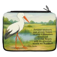 Mr. & Mrs. Panda Federtasche Storch Design - Weiß - Geschenk, Schwangerschaft, Mütter, Baby, Mäppchen, Schulmäppchen, Lustige Sprüche, Mutter, Federmäppchen, Etui