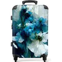 NoBoringSuitcases.com Großer Koffer - Blumen - Blumenstrauß - Farbe - Blau - Kombinationsschloss TSA - Hartschalen Trolley 4 Rollen - 72 liter - Reisekoffer - 66 cmKoffer Mittelgroß 67x43x25 cm, 72L,