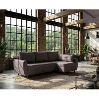 Nordelo Ecksofa SINDIA mit Schlaffunktion und Bettkasten 246 cm Stoff GLOW 6 BRAUN